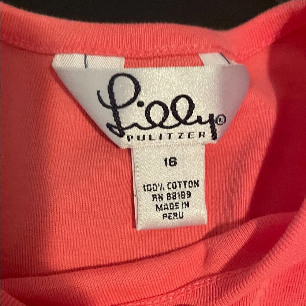 Lilly Pulitzer Coral Cotton Tee size 16